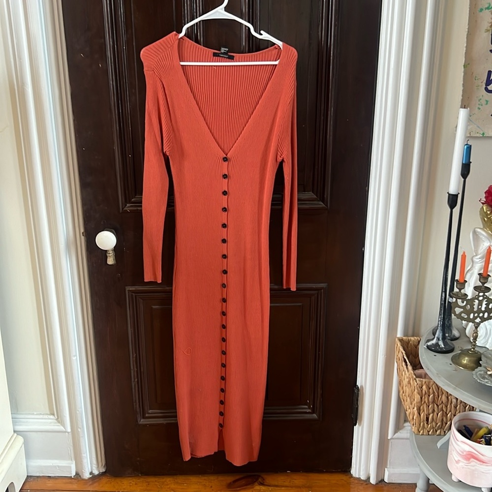 Terracotta colored sweater dress